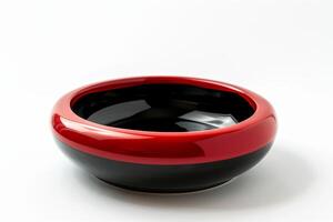 AI generated Modern Black and Red Ashtray Isolated on White Background photo