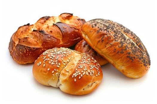 AI generated Golden Fresh Bread Isolated on White Background photo