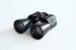 AI generated Professional Black Binoculars Isolated on White Background photo