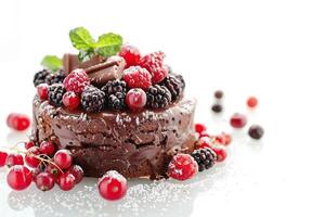 AI generated Homemade Chocolate Cake Isolated on White Background photo