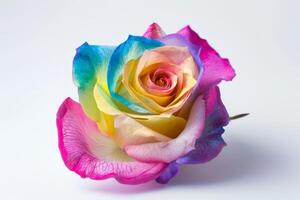 AI generated Colorful Rose Isolated on White Background photo