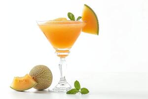 AI generated Refreshing Melon Cocktail in Glass Isolated on White Background photo