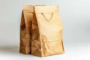 AI generated Classic Brown Paper Bag Isolated on White Background photo