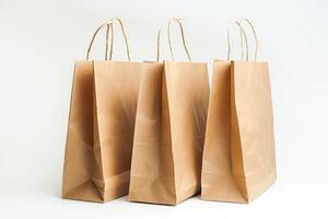 AI generated Brown Paper Bag Isolated on White Background photo