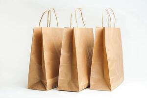 AI generated Brown Paper Bag Isolated on White Background photo