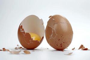 AI generated Cracked Egg Shell Isolated on White Background photo