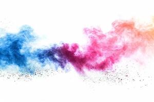 AI generated Freeze Motion Colored Powder Explosion Isolated on White Background photo