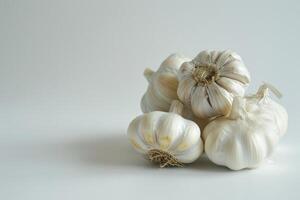 AI generated Organic Garlic Isolated on White Background photo