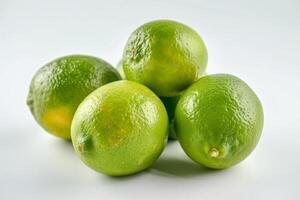 AI generated Juicy Green Limes Isolated on White Background photo