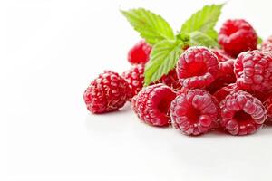 AI generated Fresh Raspberries Isolated on White Background photo