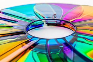 ai generado vistoso multicolor discos compactos aislado en blanco antecedentes foto