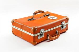 AI generated Modern Orange Carry-on Isolated on White Background photo