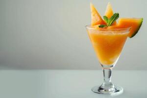 AI generated Exotic Melon Cocktail in Glass Isolated on White Background photo