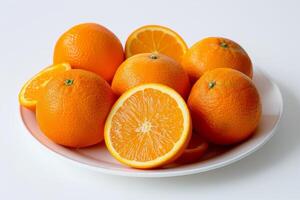 AI generated Fresh Juicy Oranges Isolated on White Background photo