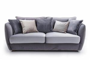 AI generated Stylish Gray Sofa Isolated on White Background photo