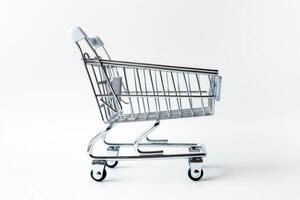 AI generated Metal Shopping Cart Isolated on White Background photo