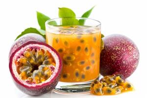 AI generated Tangy Passion Fruit Beverage Isolated on White Background photo