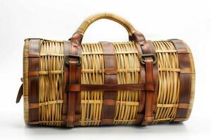 AI generated Bamboo Travel Bag Isolated on White Background photo