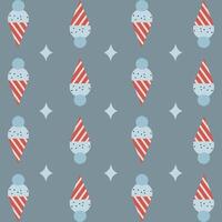 Childish seamless pattern ice cream with strip cone and sparkle on boho blue suitable for fabric prints, wrapping paper, kids clothing, Kids Apparel, Surface Design, Packaging Pattern vector