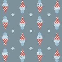 Childish seamless pattern ice cream with strip cone and sparkle on boho blue suitable for fabric prints, wrapping paper, kids clothing, Kids Apparel, Surface Design, Packaging Pattern vector