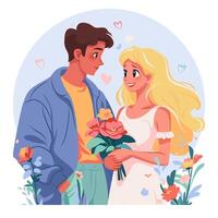 Happy young couple flat illustration vector