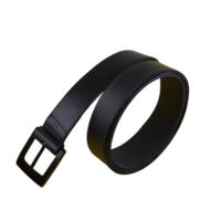AI generated Black mens belt gentlemens fashion item made of leather isolated on transparent background png
