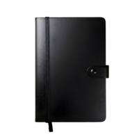 ai generado negro cuero cuaderno aislado en transparente antecedentes png