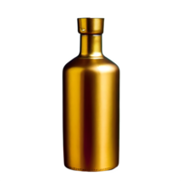 AI generated A bottle of gold color is shown isolated on transparent background png