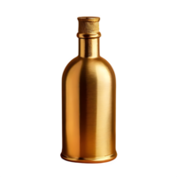 AI generated A bottle of gold color is shown isolated on transparent background png