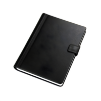 ai généré noir cuir carnet isolé sur transparent Contexte png