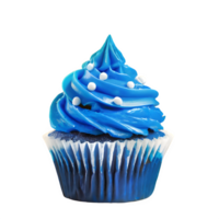 AI generated Blue icing fantasy cupcake isolated on transparent background png