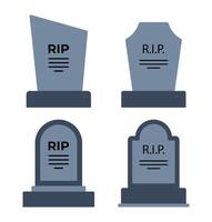 Graveyard tombstone of different shape and form, set. Memory tomb, burial service. Vector illustration.