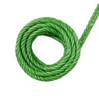 AI generated A plastic rope of green color is coiled and placed isolated on transparent background png