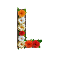 ai generiert Brief l mit Blume Elemente Blume gemacht von Blume 3d isoliert auf transparent Hintergrund png