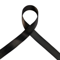 AI generated Black ribbon viewed from the top isolated on transparent background png