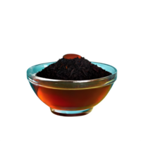 AI generated Black tea held in a glass bowl isolated on transparent background png