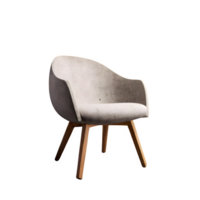 AI generated Cement chair with wooden seat isolated on transparent background png