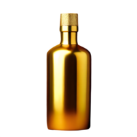 AI generated A bottle of gold color is shown isolated on transparent background png