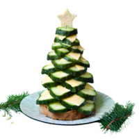 ai gerado ao ar livre Natal árvore fez com pepino pão e queijo isolado em transparente fundo png