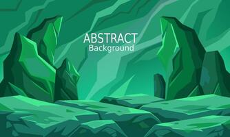 Abstract background green with dark element like stone with mountain vector