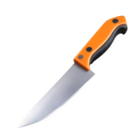 AI generated Kitchen knife with orange steel blade with saved path isolated on transparent background png