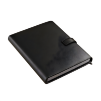 ai généré noir cuir carnet isolé sur transparent Contexte png