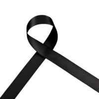 AI generated Black ribbon viewed from the top isolated on transparent background png