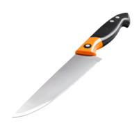 ai généré cuisine couteau avec Orange acier lame avec enregistré chemin isolé sur transparent Contexte png