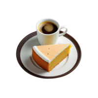 ai generiert ein Stück von Schwamm Kuchen mit Tasse von Kaffee isoliert auf transparent Hintergrund png