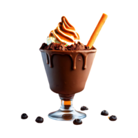 AI generated Delicious chocolate sundae isolated on transparent background png