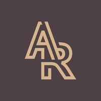 Letter AR Monogram logo design, letter logo template vector on brown background