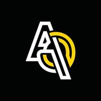 AQ line abstract monogram logo design, logotype element for templates vector