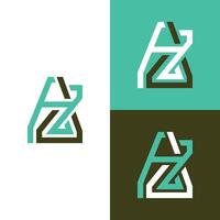Initial AZ modern line logo design, logotype element for template in green and brown color vector