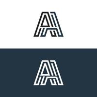 Modern Line Letter AA vector design, logo icon on blue background